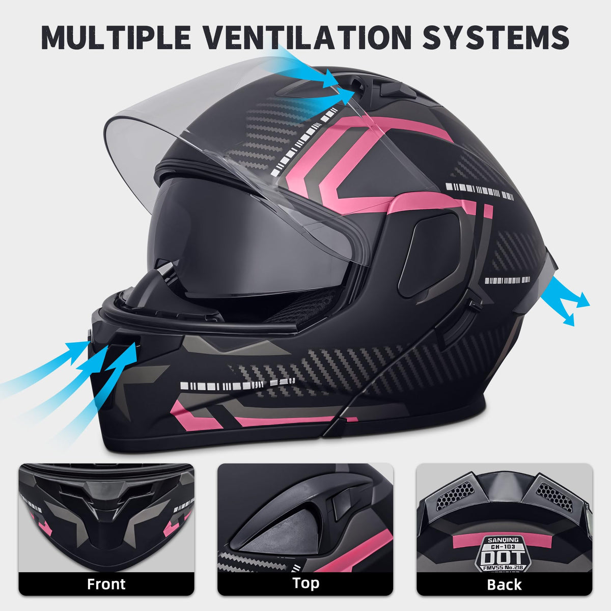 Modular Flip-Up Full Face Motorcycle Helmet S6555