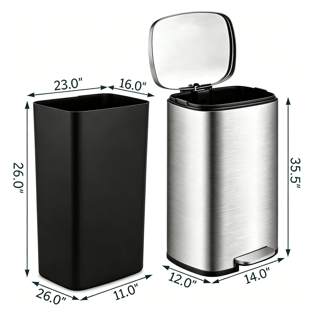13 Gallon Stainless Steel Step Trash Can N67663