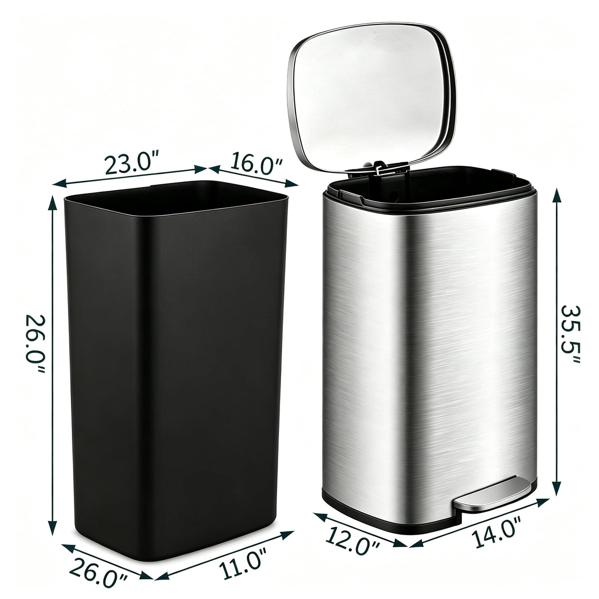 13 Gallon Stainless Steel Step Trash Can N67663