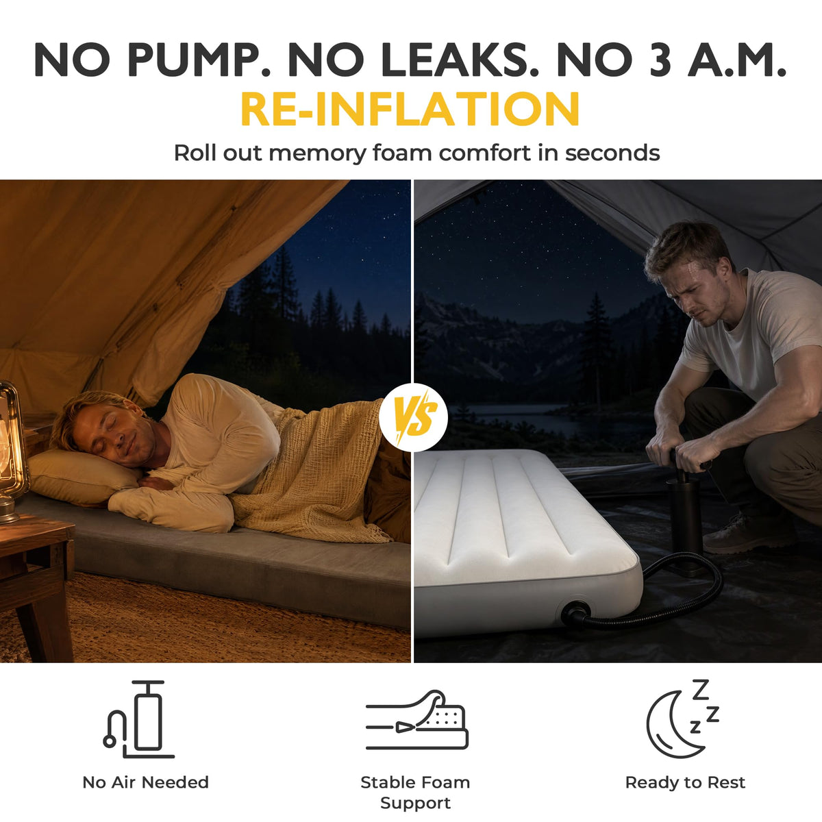 3 Inch Memory Foam Camping Mattress Pad L377