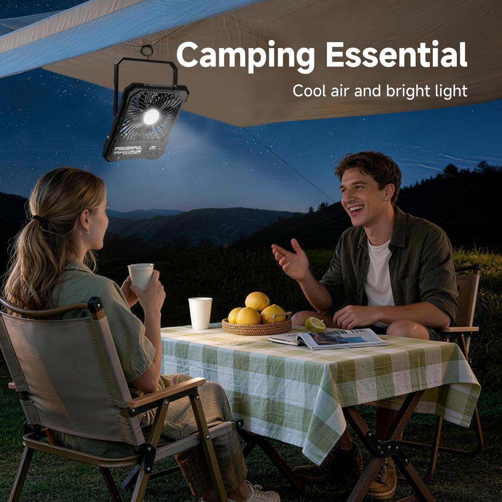 20000mAh Rechargeable Battery Powered Fan with LED Light P9864