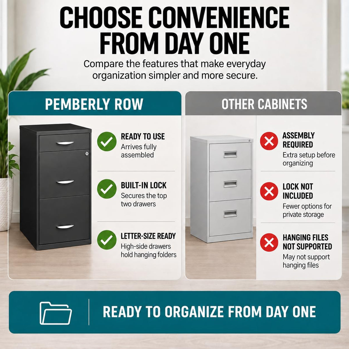 Charcoal Metal 3 Drawer Vertical Filing Cabinet G25734
