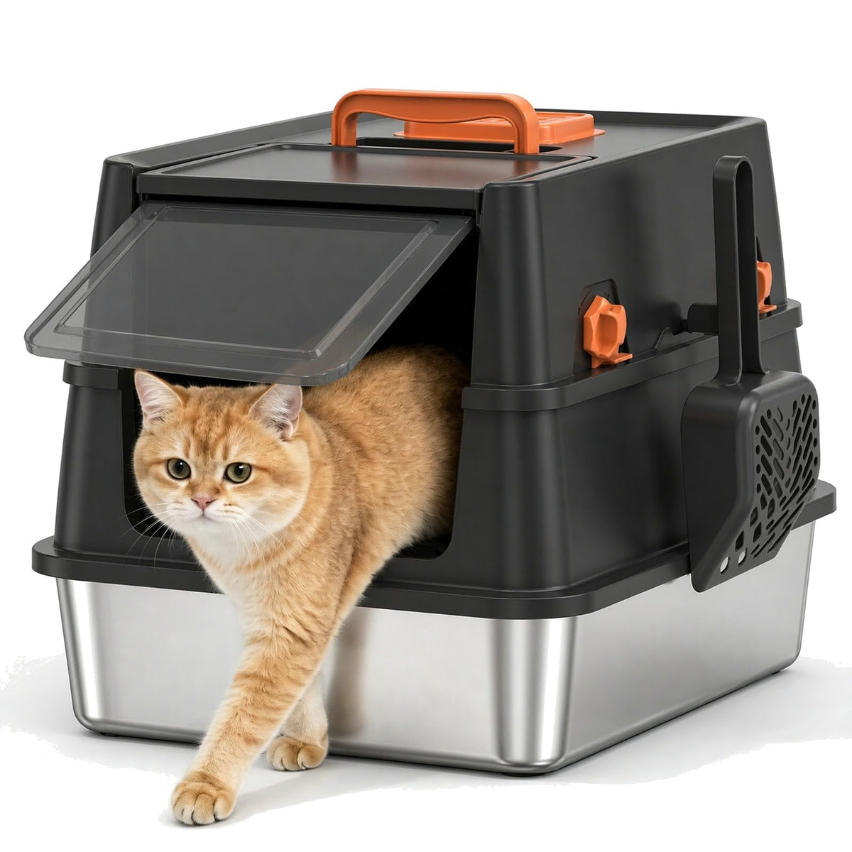 XL Enclosed Stainless Steel Cat Litter Box with Lid R5588