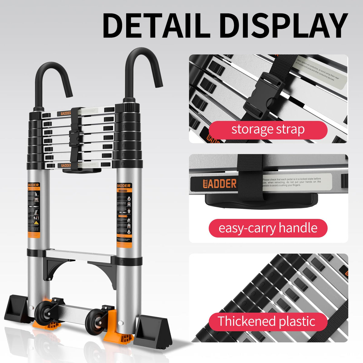 19.5FT Aluminum Telescoping Ladder 330lbs C386390