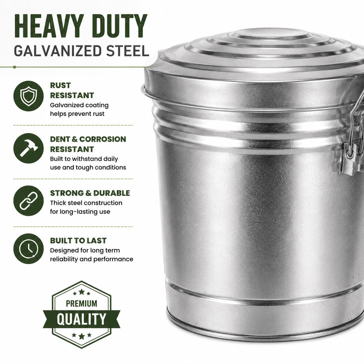 6 Gallon Metal Trash Can with Lid V264
