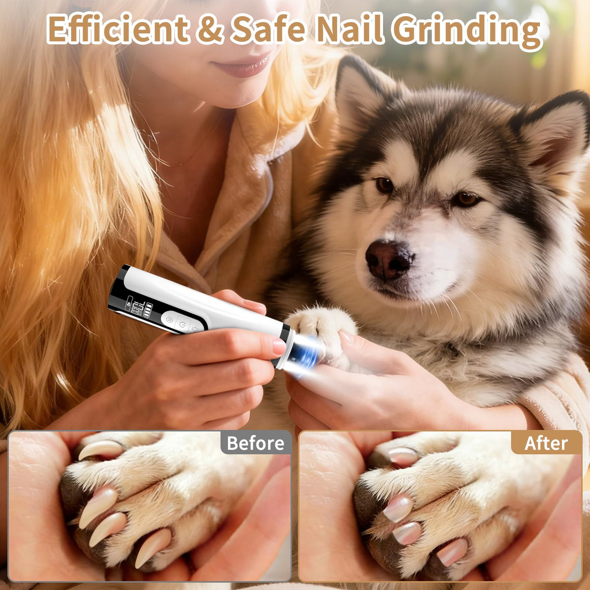 Quiet Dog Nail Grinder with Guard & 2 LED Lights X851