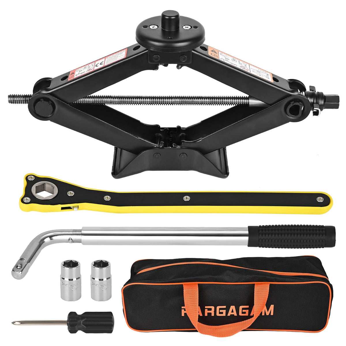 2.5 Ton Scissor Jack with Jack Pads & Tire Repair Kit S4875