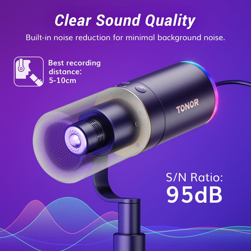 Black XLR USB Dynamic Podcast Microphone with Boom Arm H41985