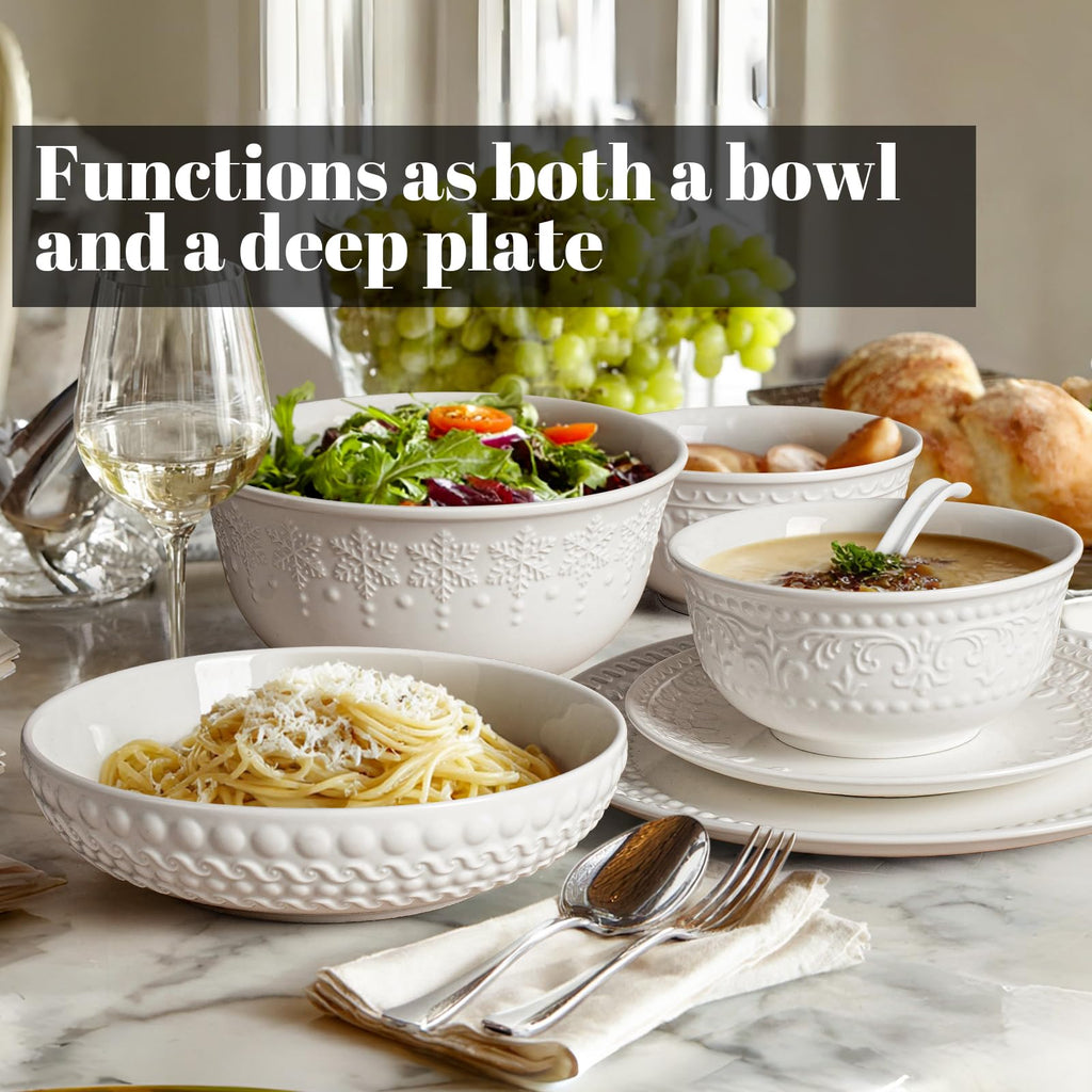 White 32oz Ceramic Pasta Bowls Set of 4 M20638