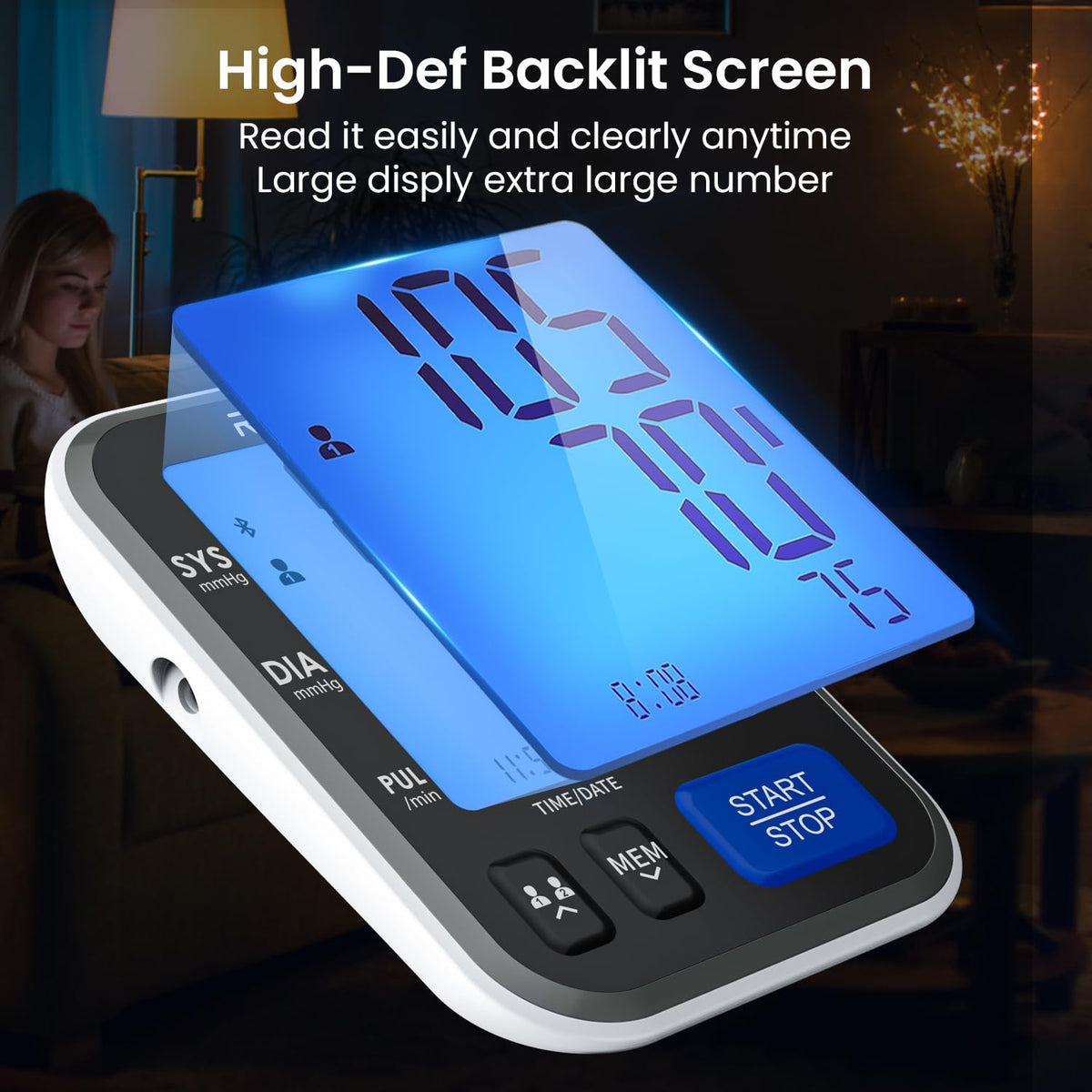 Smart Blood Pressure Monitor with Wide Cuff S137