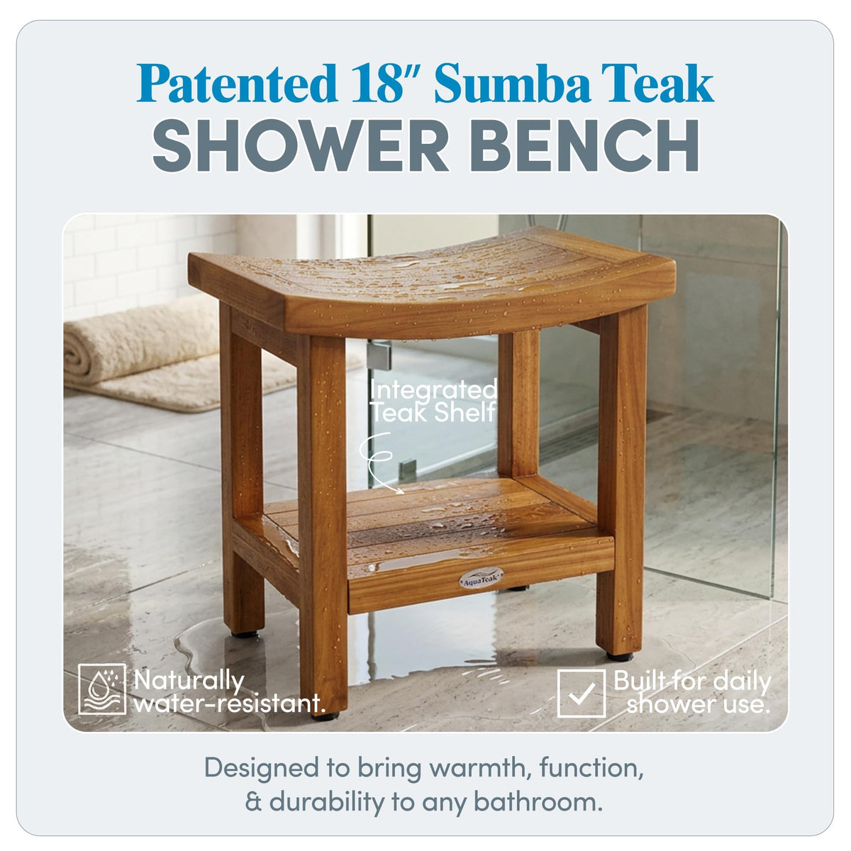 18" Teak Shower Bench S382