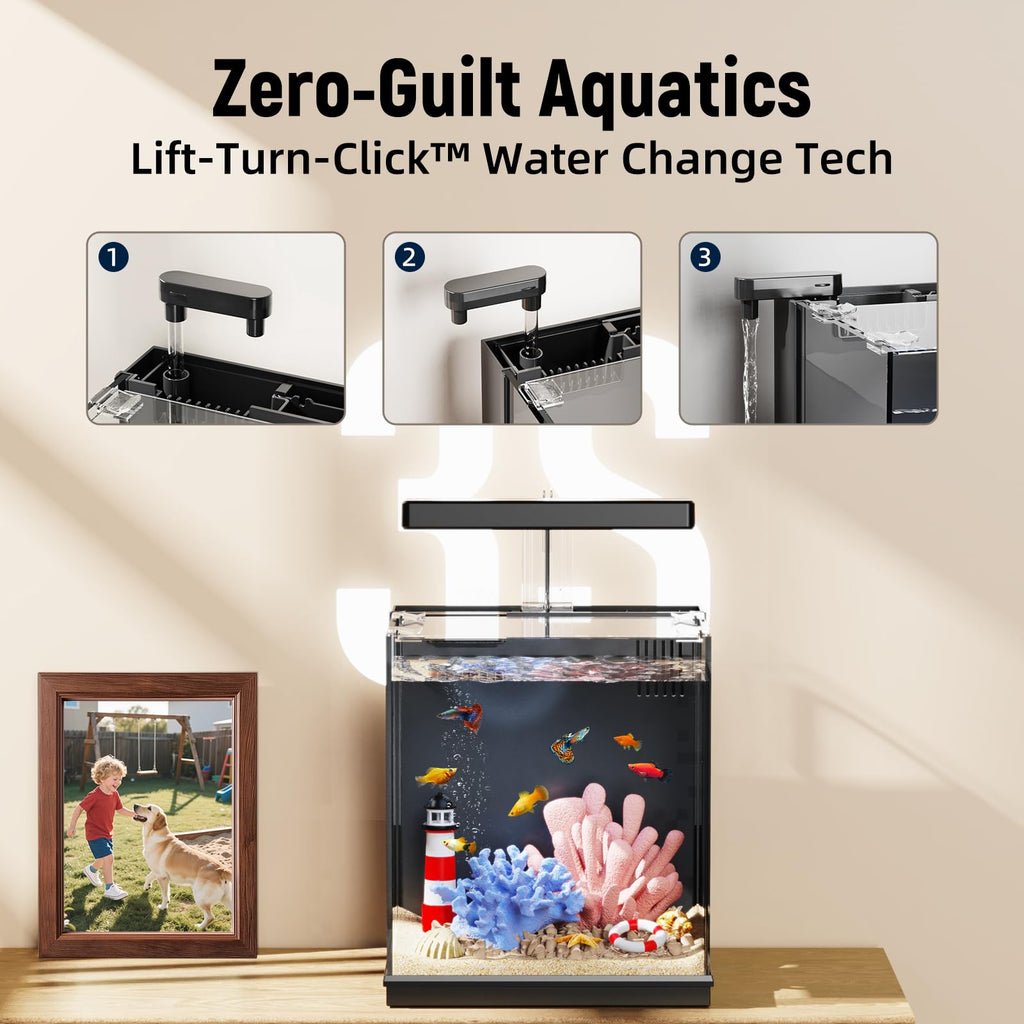 2 Gallon Betta Fish Tank with Filter & Light L6425