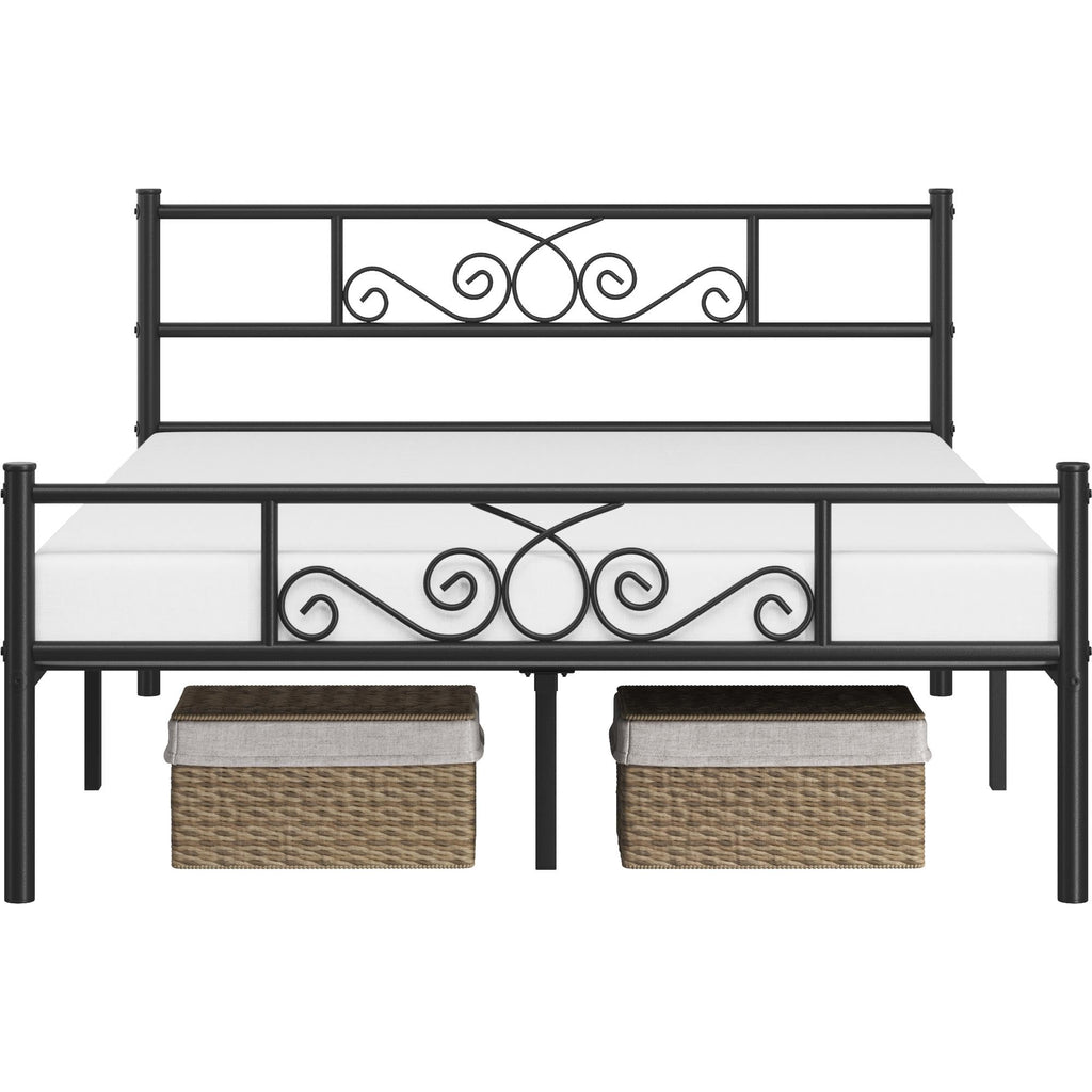 Black Metal Bed Frame with Headboard and Footboard T656070