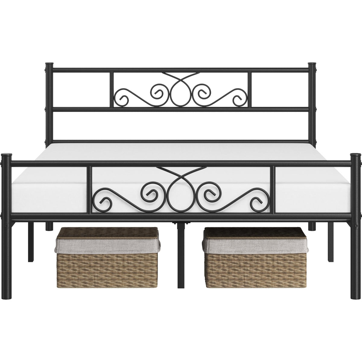 Black Metal Bed Frame with Headboard and Footboard T656070