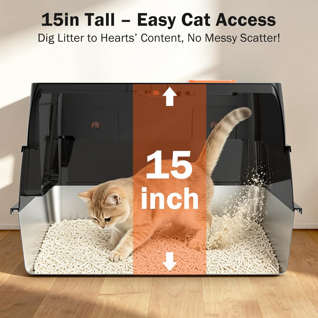 XL Enclosed Stainless Steel Cat Litter Box with Lid R5588