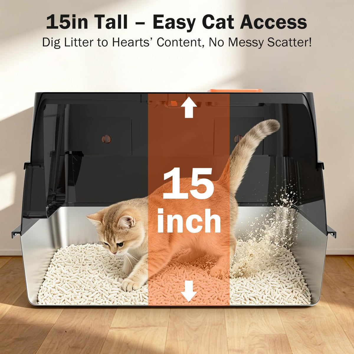 XL Enclosed Stainless Steel Cat Litter Box with Lid R5588