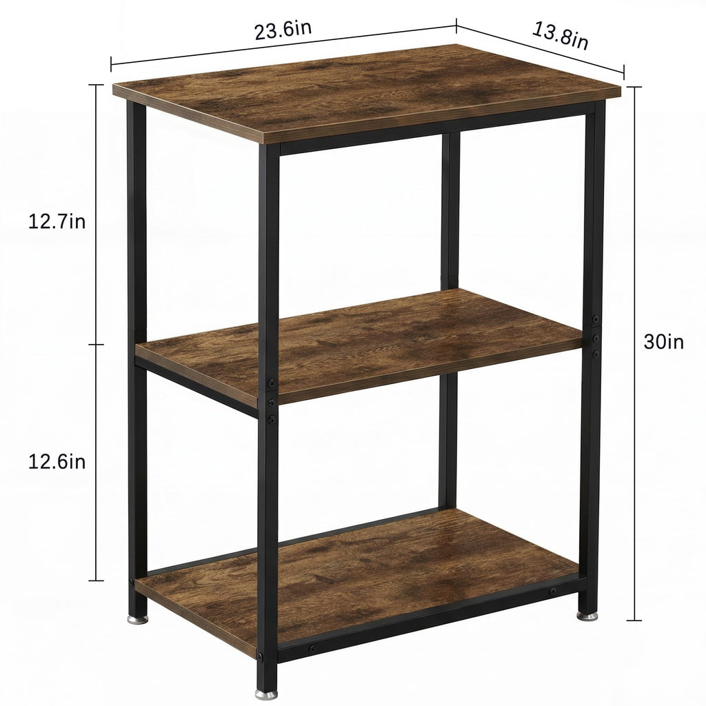 Tall End Side Table with 3-Tier Storage Shelf M8808