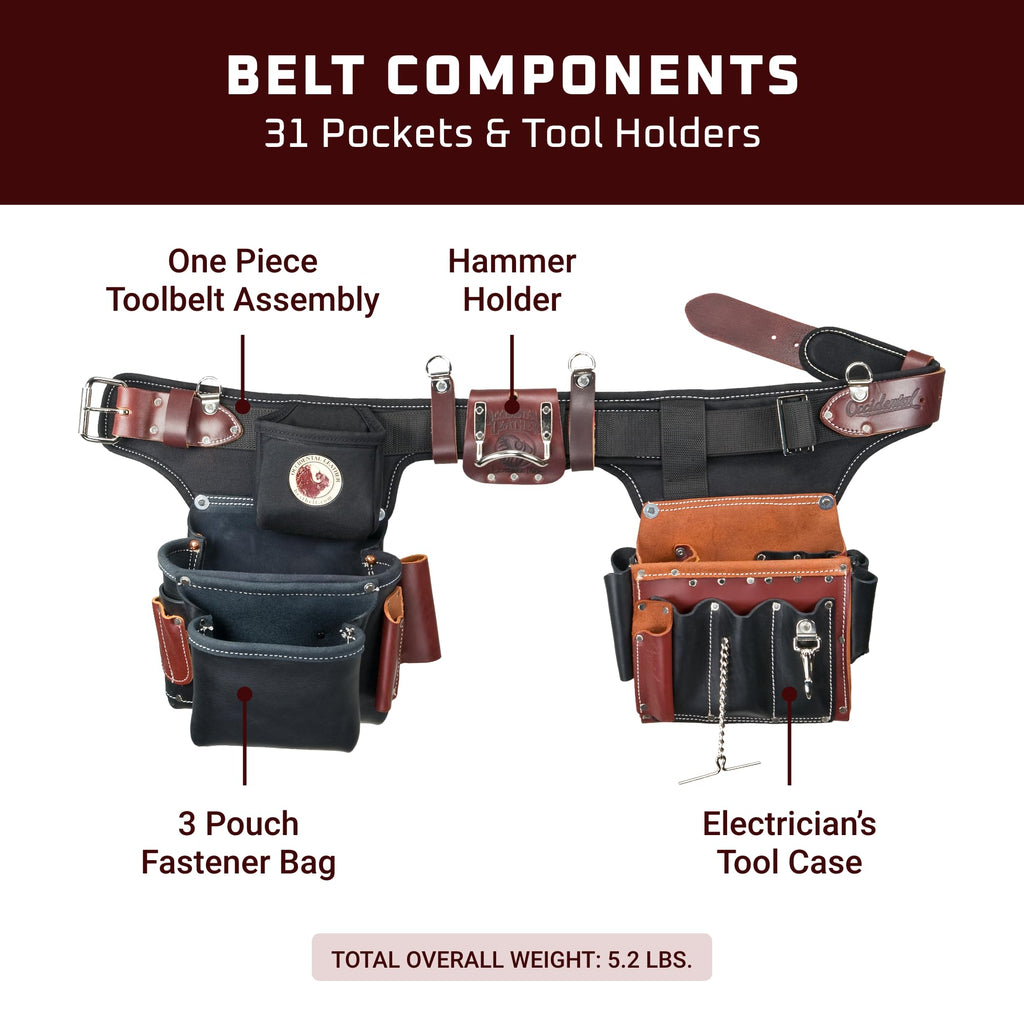 Leather Electrician Tool Set with 31 Pockets R72097