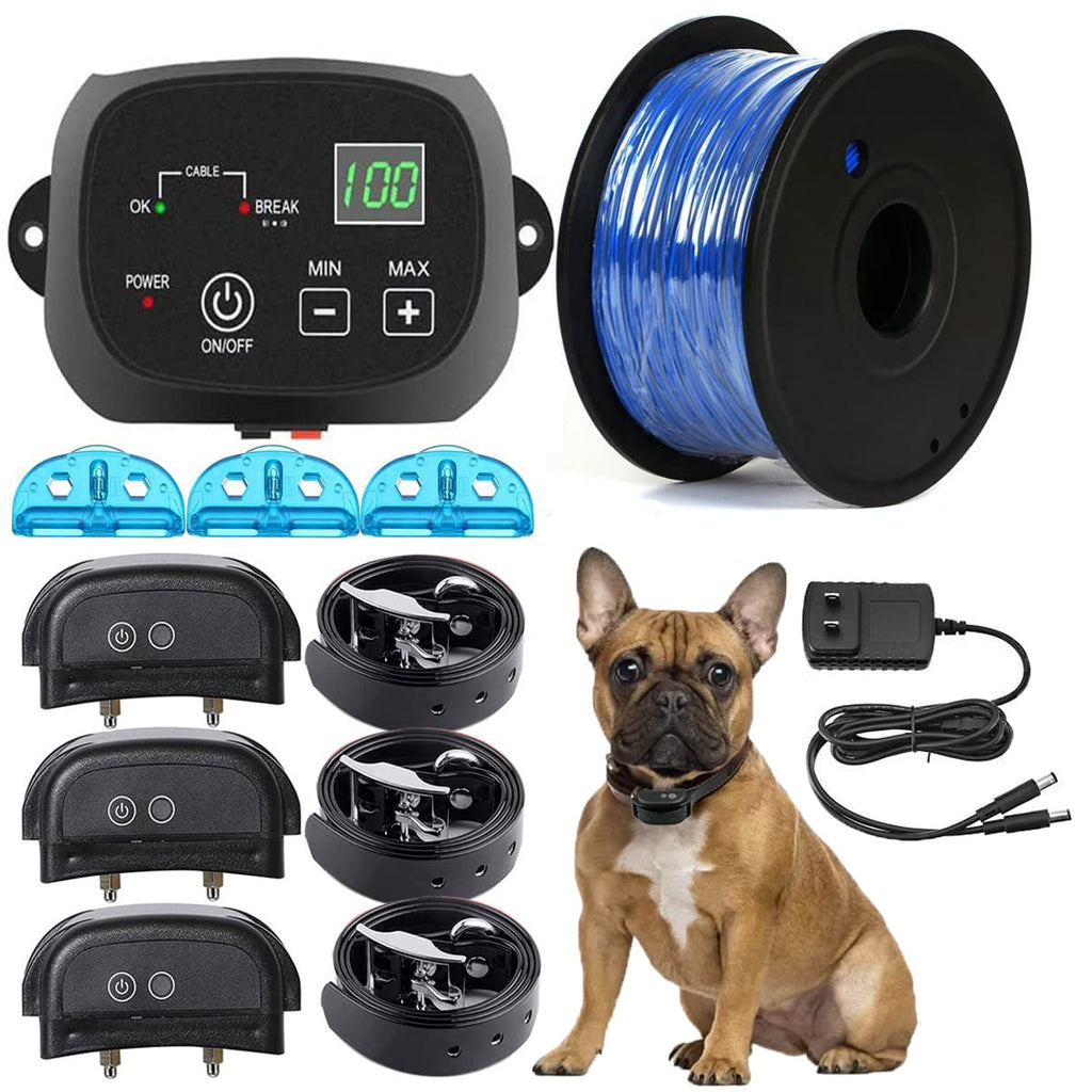 Electric Dog Fence, Aboveground Underground Pet Containment System, Covers up to 3/4 Acre, Waterproof Rechargeable Training Collar, Shock Tone Correction C558163