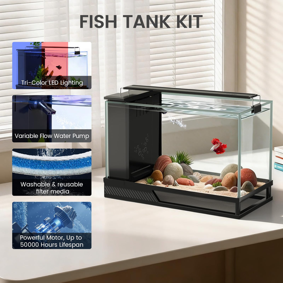 4 Gallon Aquarium Kit with Bottom Drainage U32989