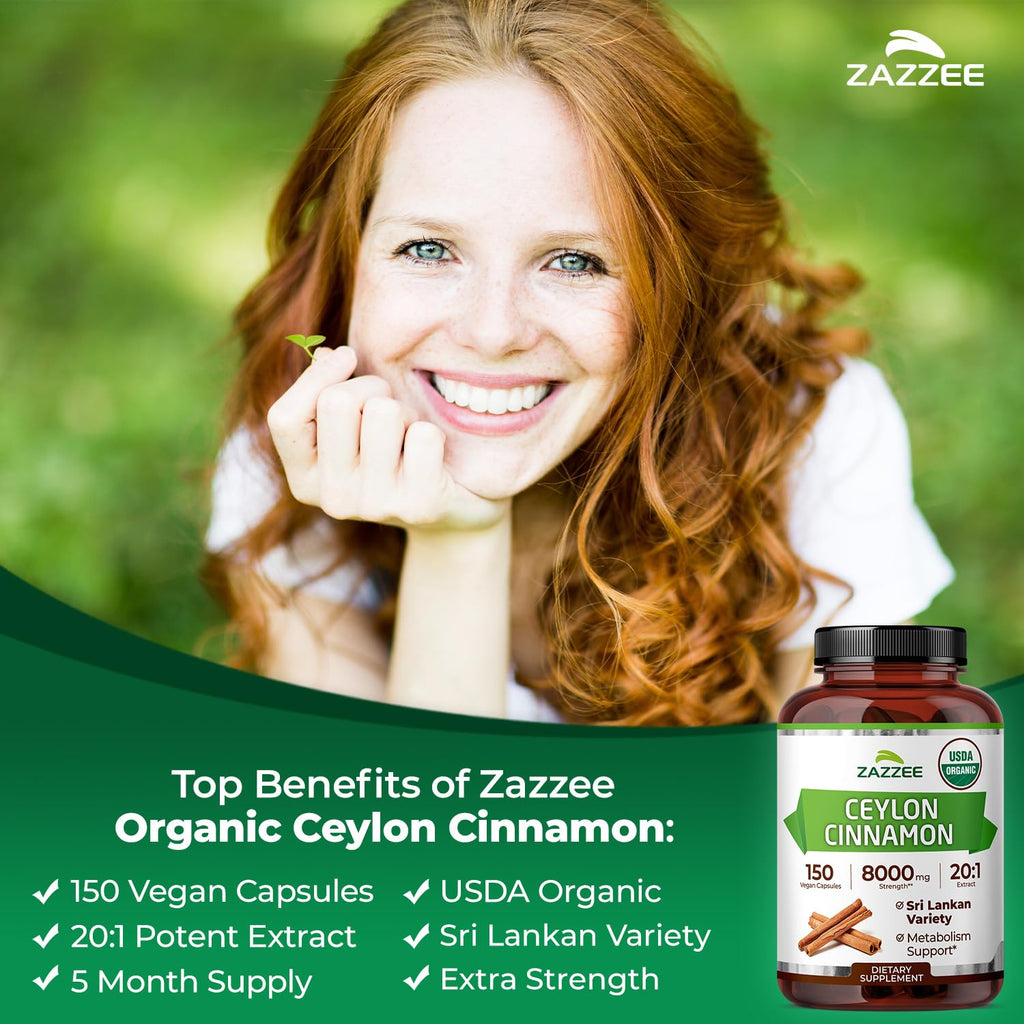 USDA Organic Ceylon Cinnamon 20:1 Extract 150 Capsules V537