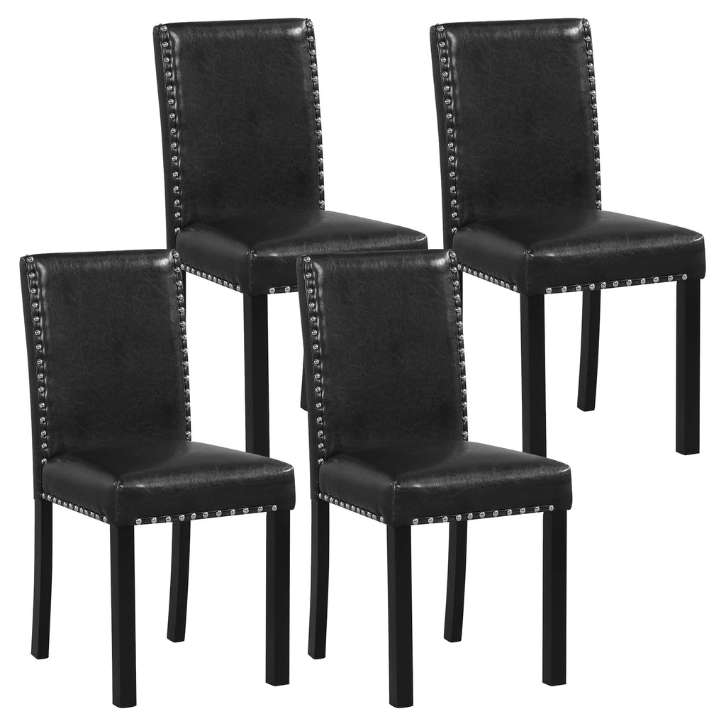 Black Faux Leather Upholstered Dining Chairs Set of 4 E8092