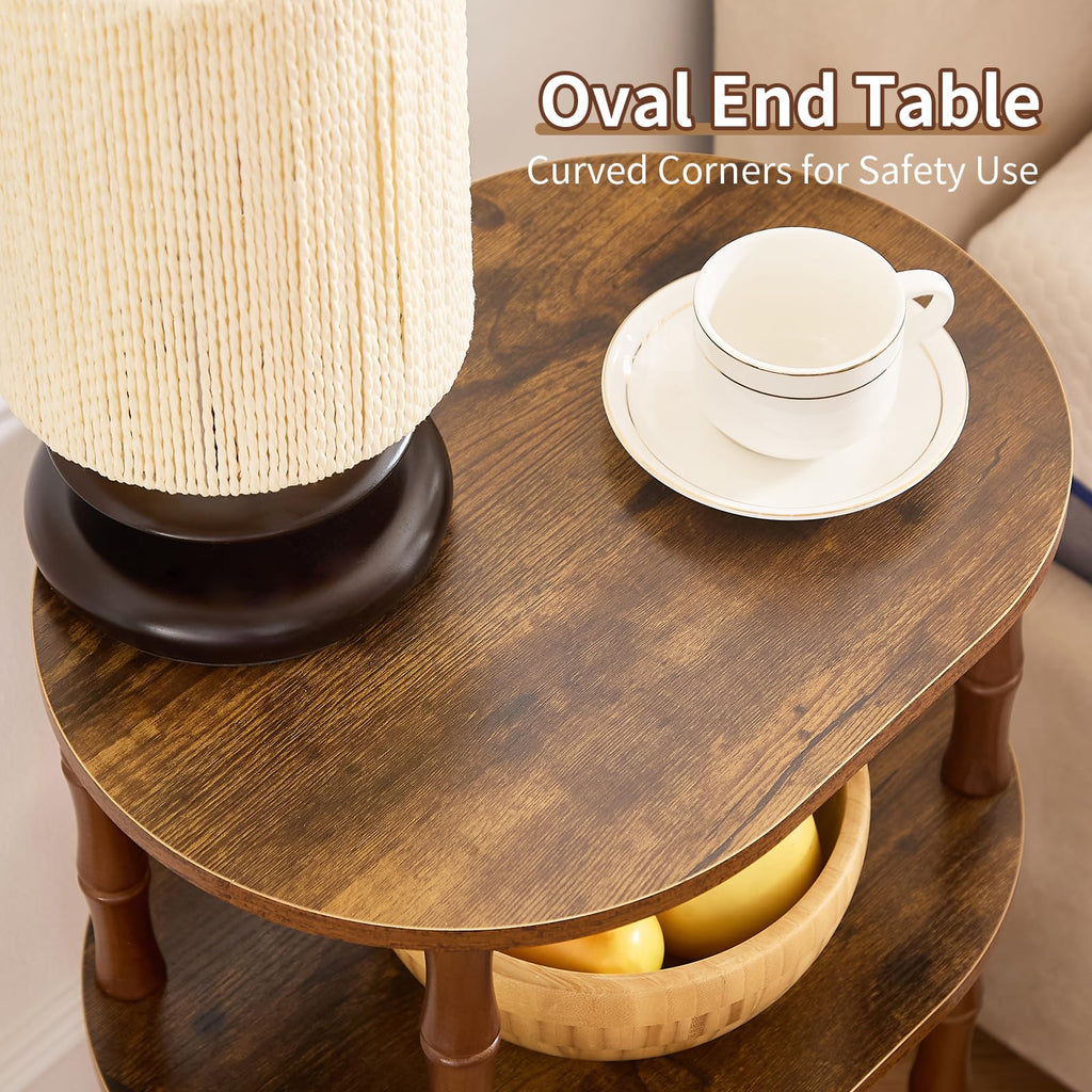 Brown 3-Tier Oval Side Table U739