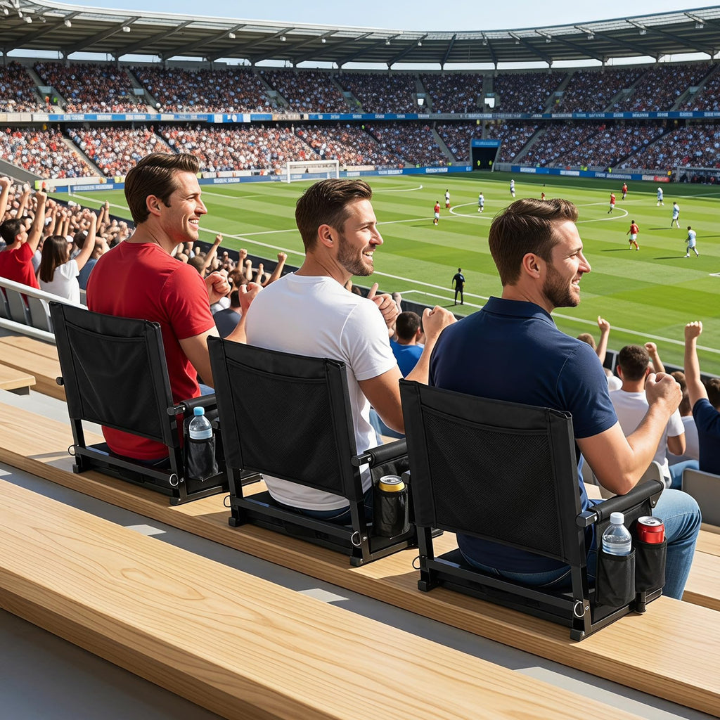 2 Pack Stadium Seats with Back Support & Cup Holders O3642