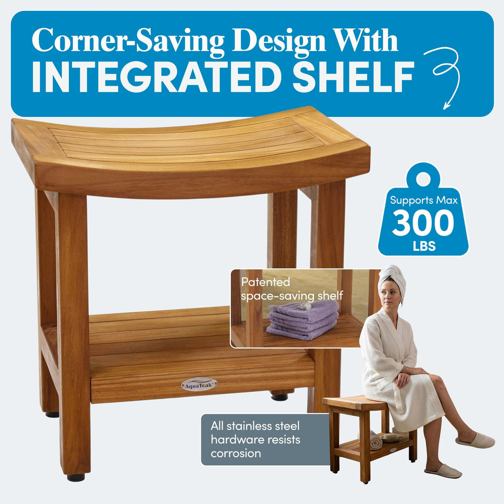 18" Teak Shower Bench S382