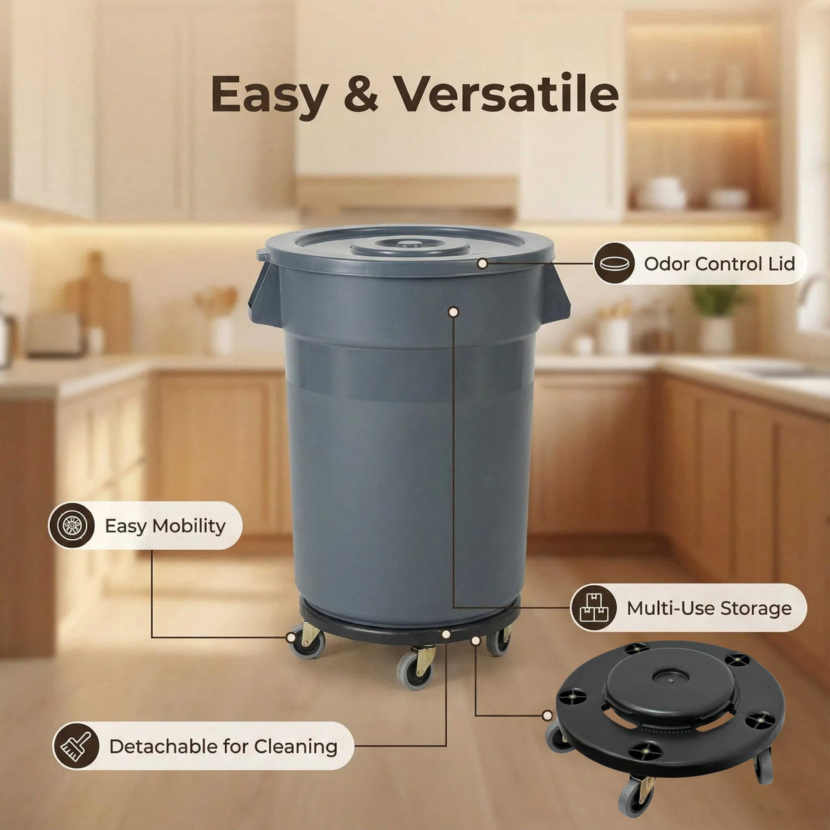 32 Gallon Outdoor Trash Can with Lid and Wheels Q60983