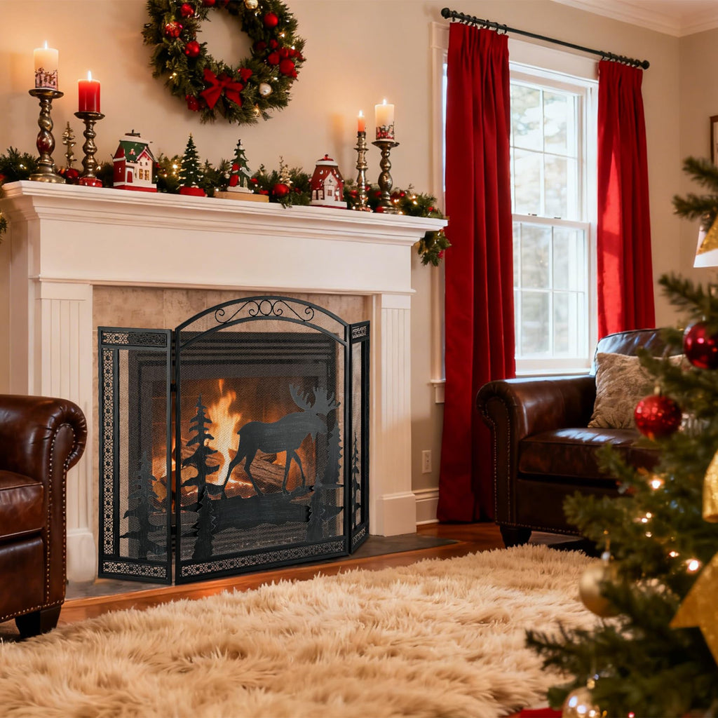 3 Panel Fireplace Screen with Guard Grate Z1909