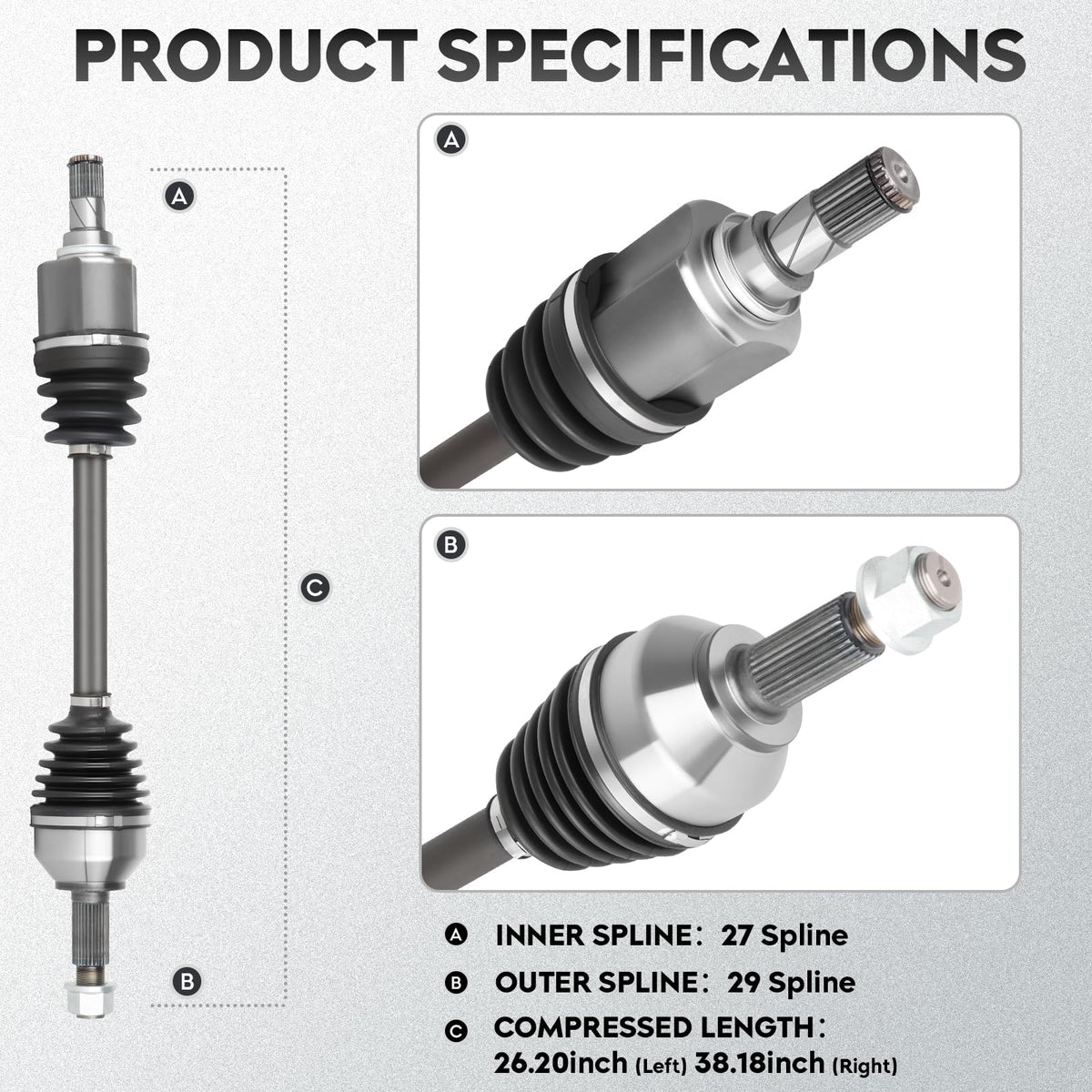 Left & Right Front CV Axle Shaft Assembly 2PCs P49862