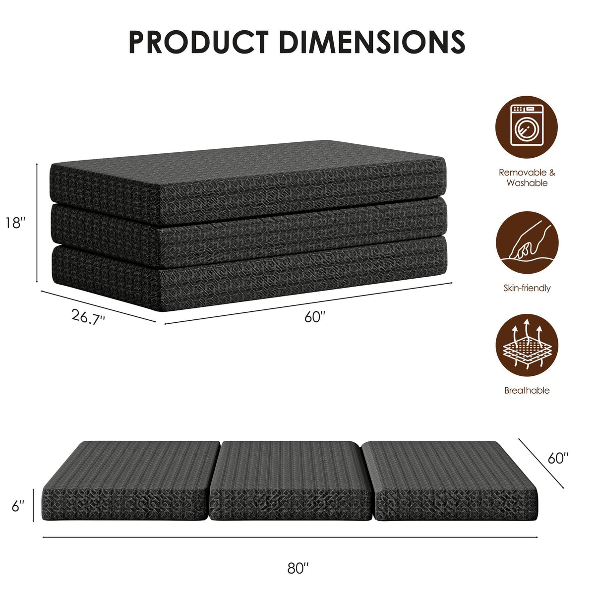 Queen Tri-Fold Memory Foam Mattress K282