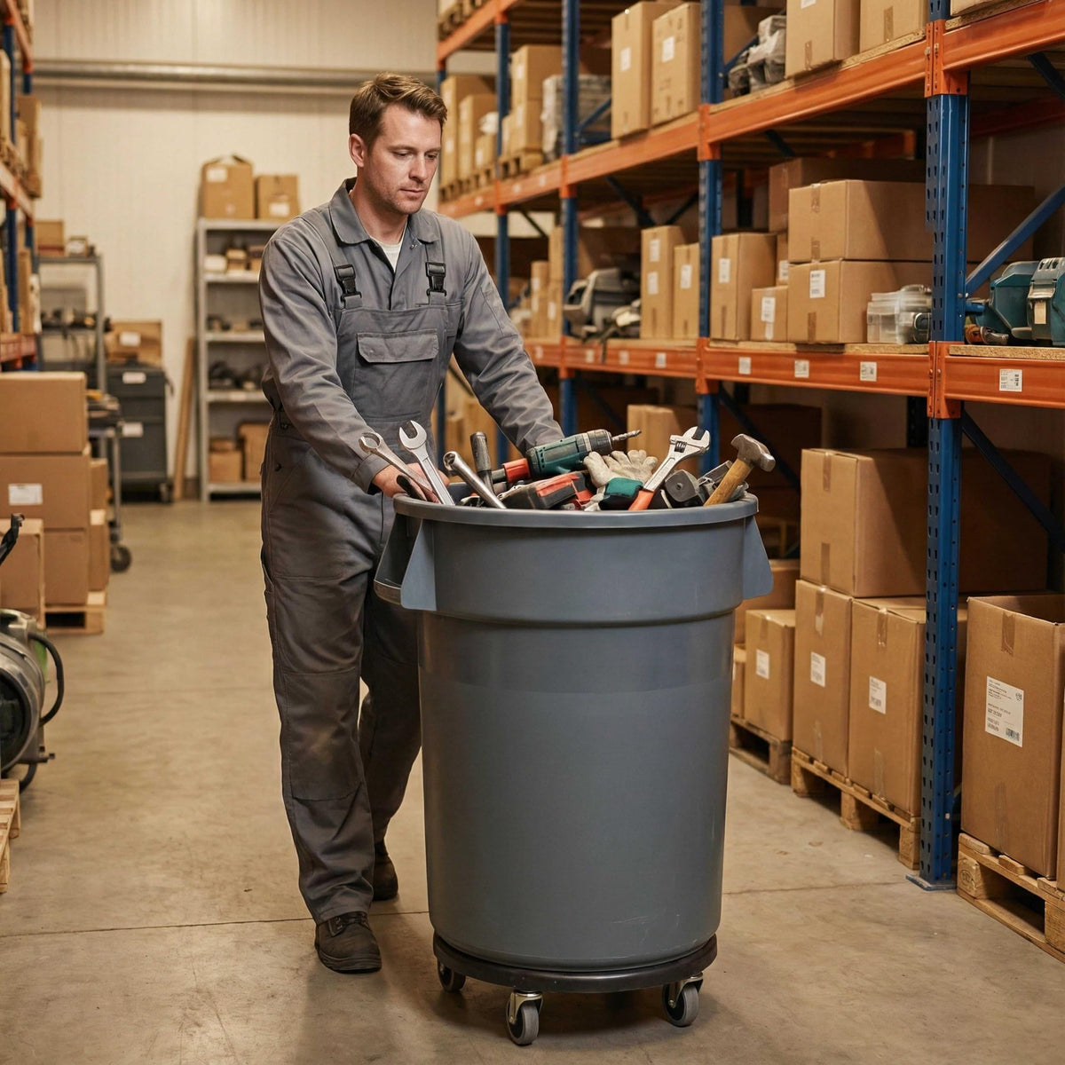 32 Gallon Outdoor Trash Can with Lid and Wheels Q60983