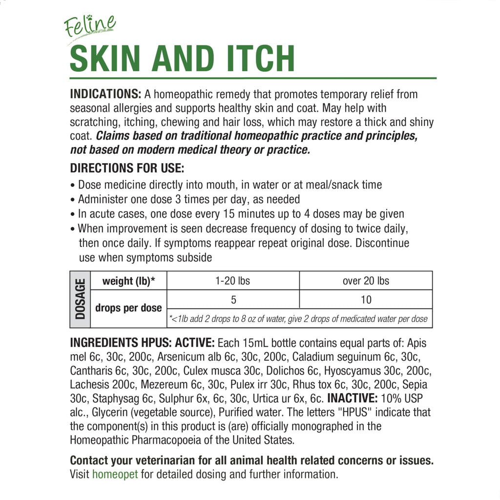 Feline Skin and Itch Supplement 15 Milliliters K688