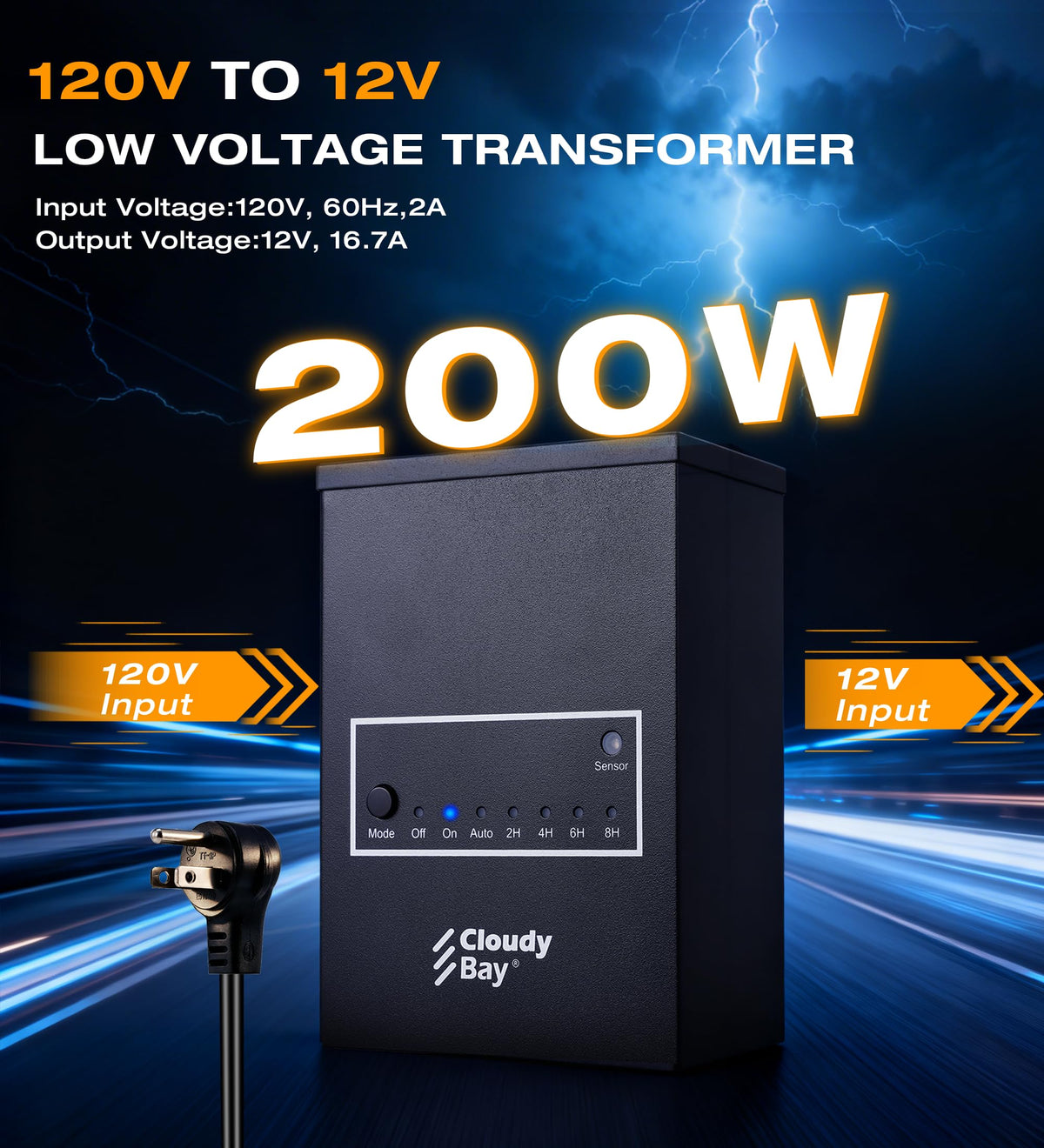 200W Low Voltage Outdoor Transformer with Photocell Light Sensor and Timer C877147