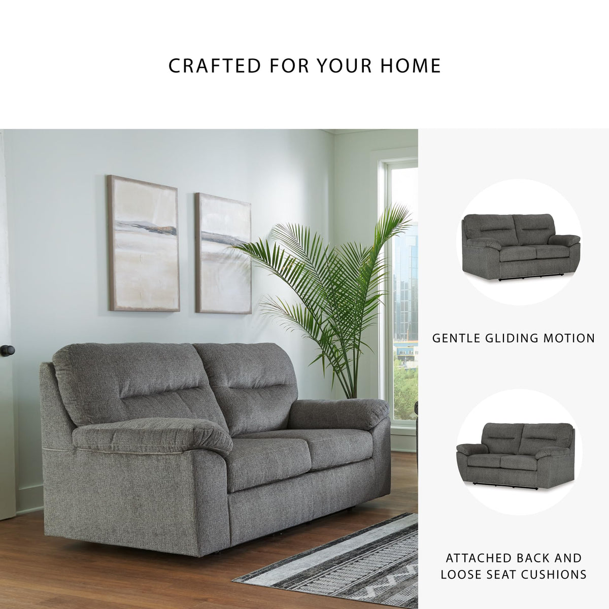 Light Gray Glider Loveseat O4419