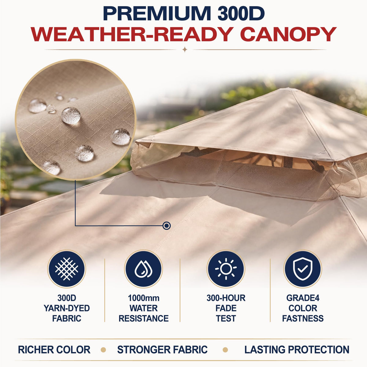 Khaki 9x9 Outdoor Patio Gazebo with Mosquito Netting E225