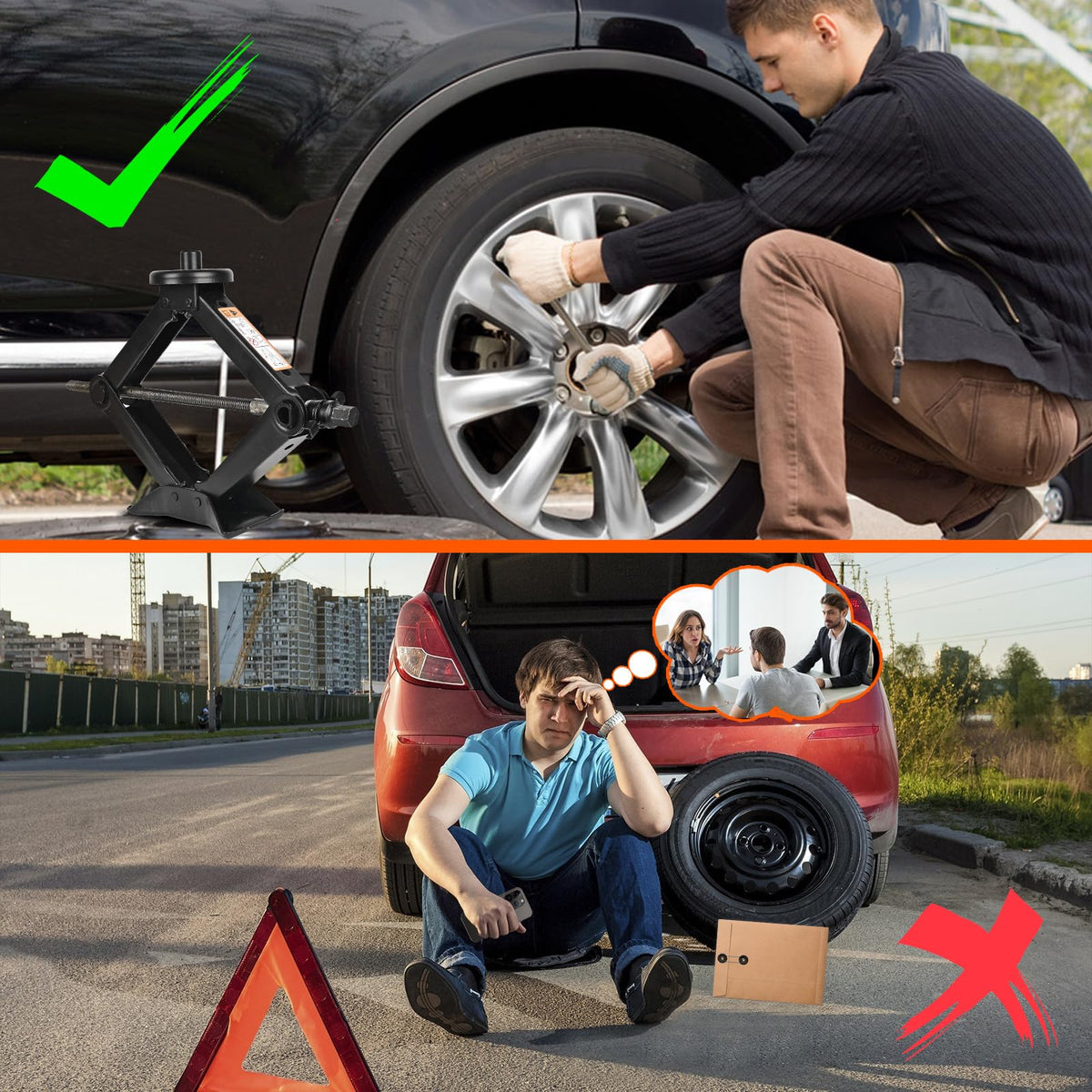 2.5 Ton Scissor Jack with Jack Pads & Tire Repair Kit S4875