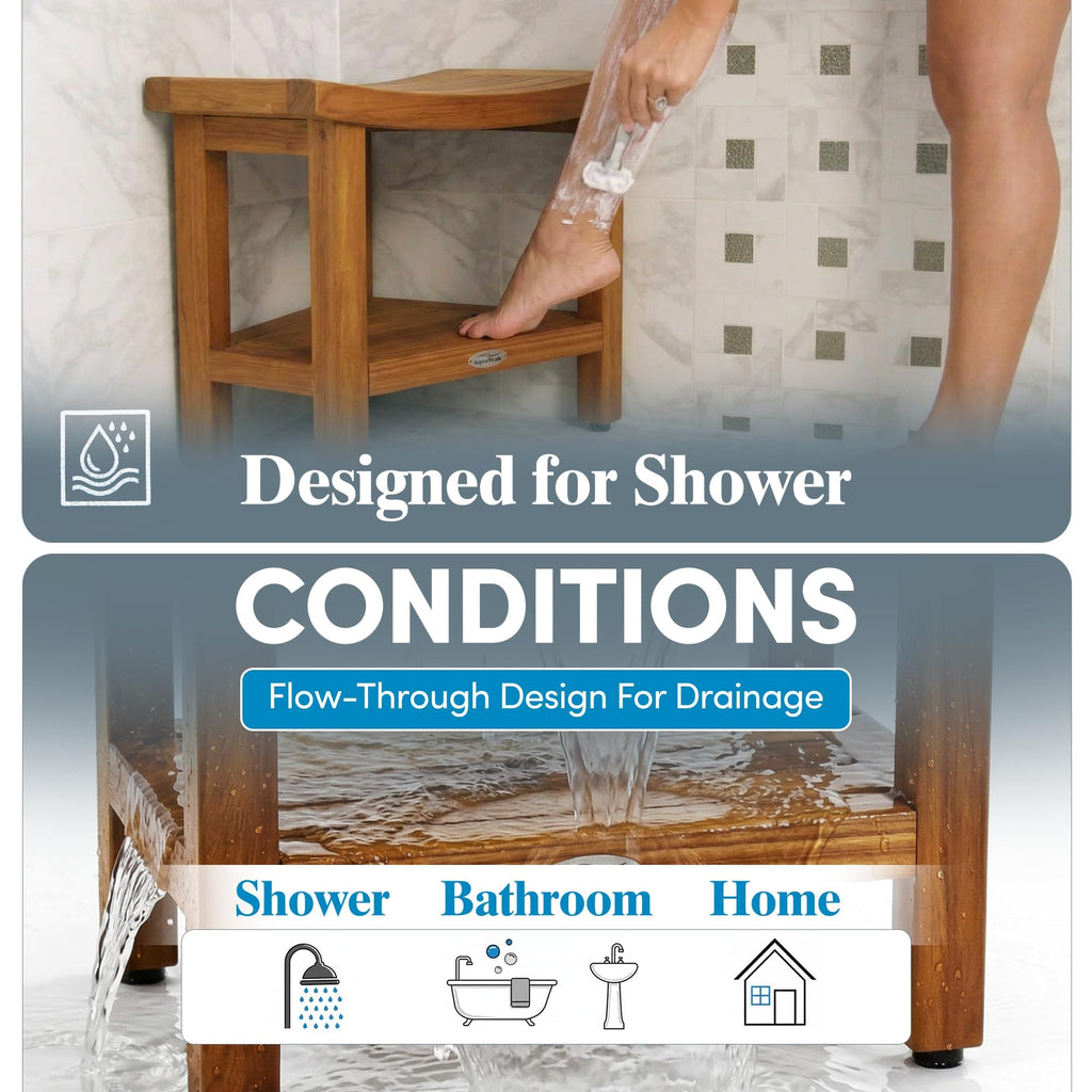 18" Teak Shower Bench S382