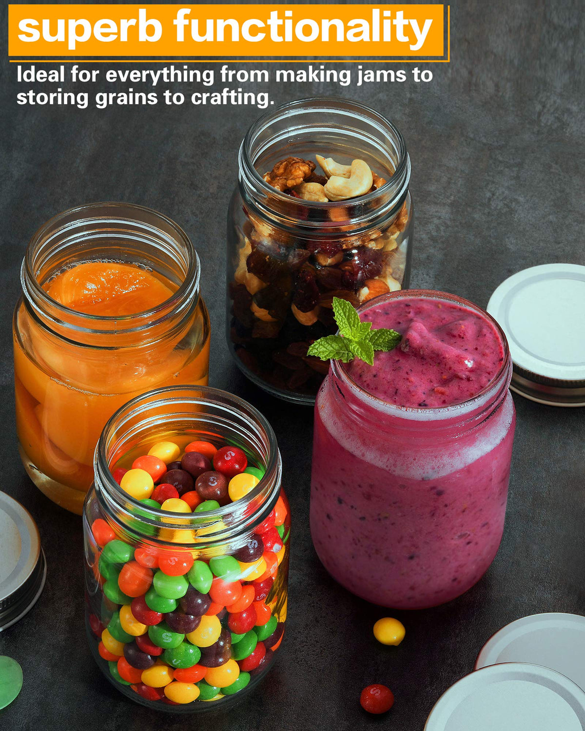 16 oz Mason Jars with Silver Lids 15 Pack A235