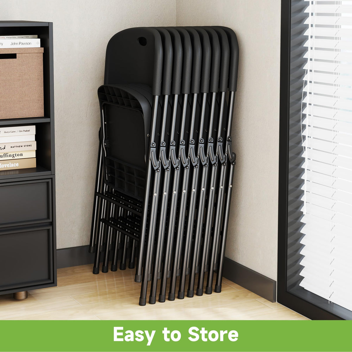 Folding Chairs Set of 10 Black E691