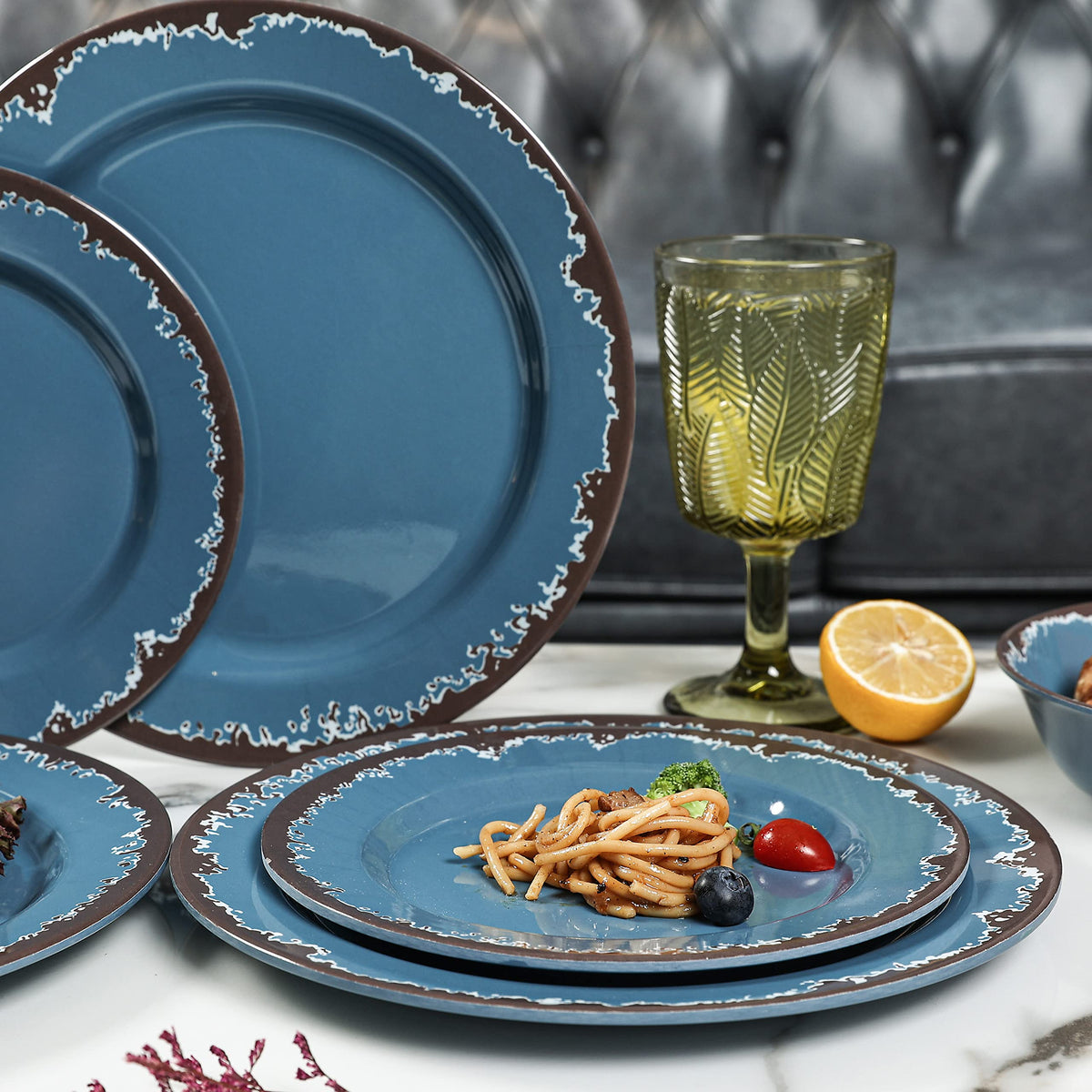 Blue 12-Piece Melamine Dinnerware Set I997428