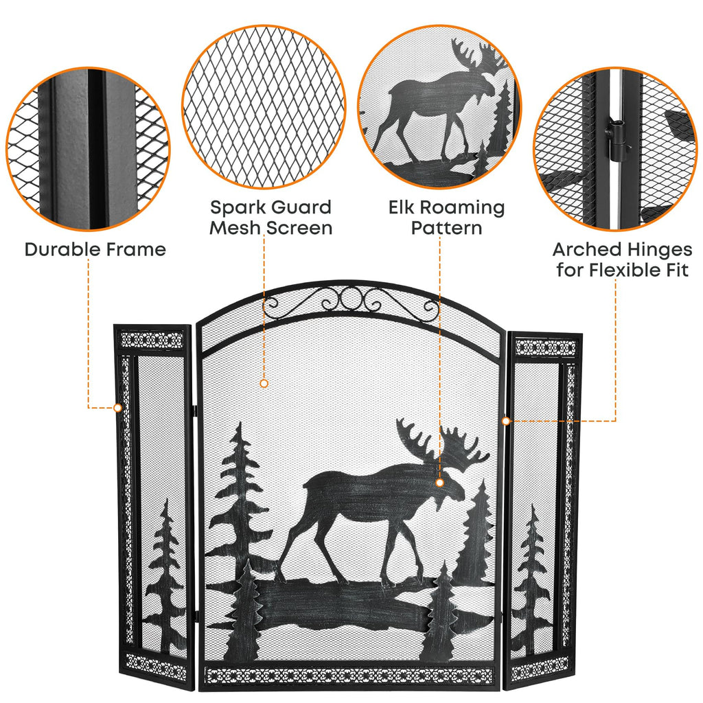 3 Panel Fireplace Screen with Guard Grate Z1909