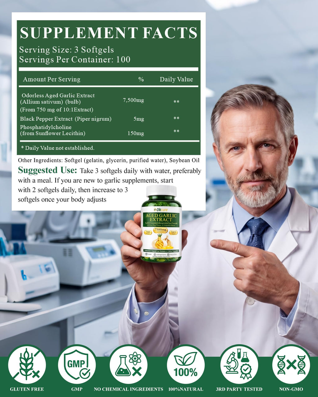 Odorless Garlic Supplement, 300 Softgels M897562