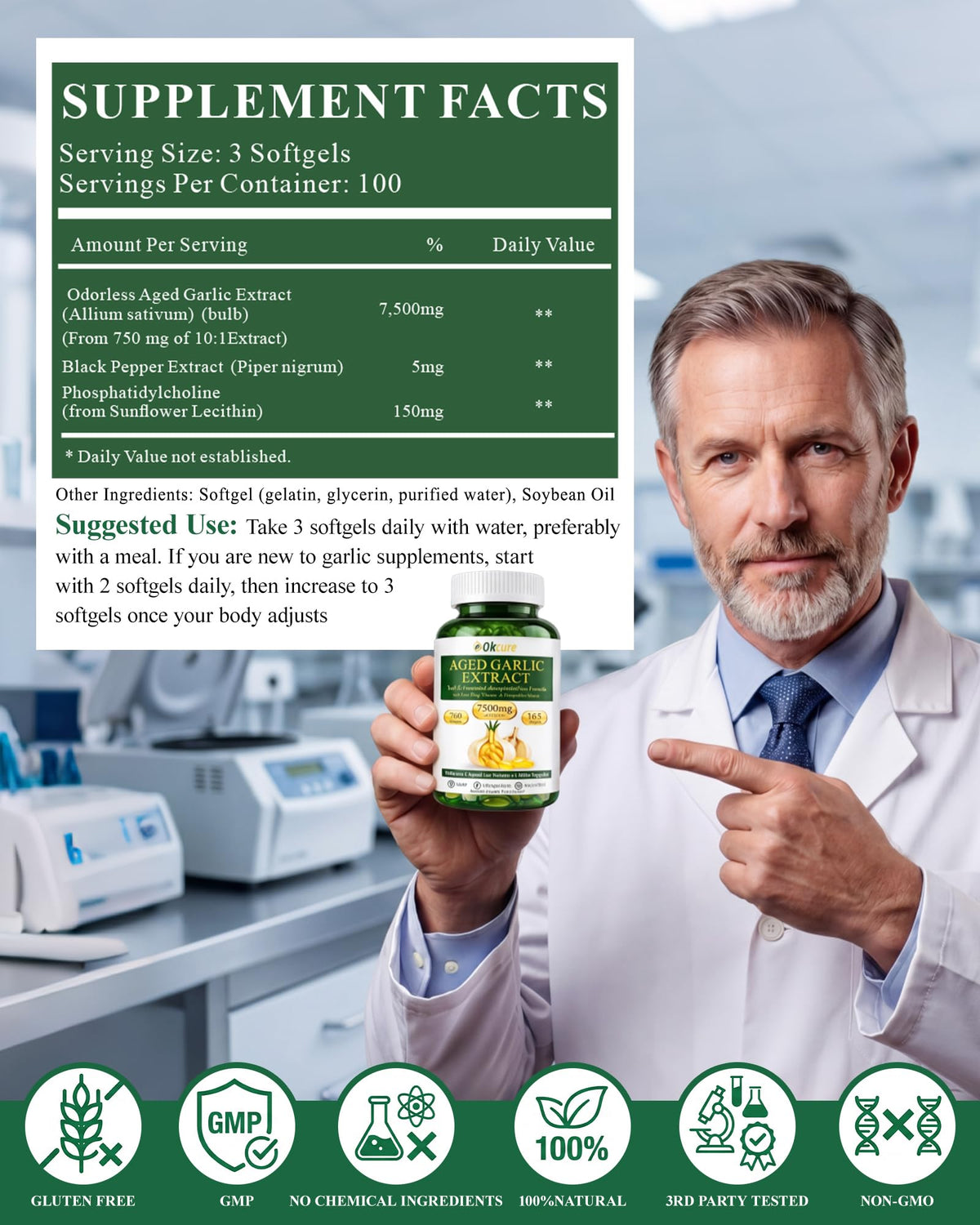Odorless Garlic Supplement, 300 Softgels M897562