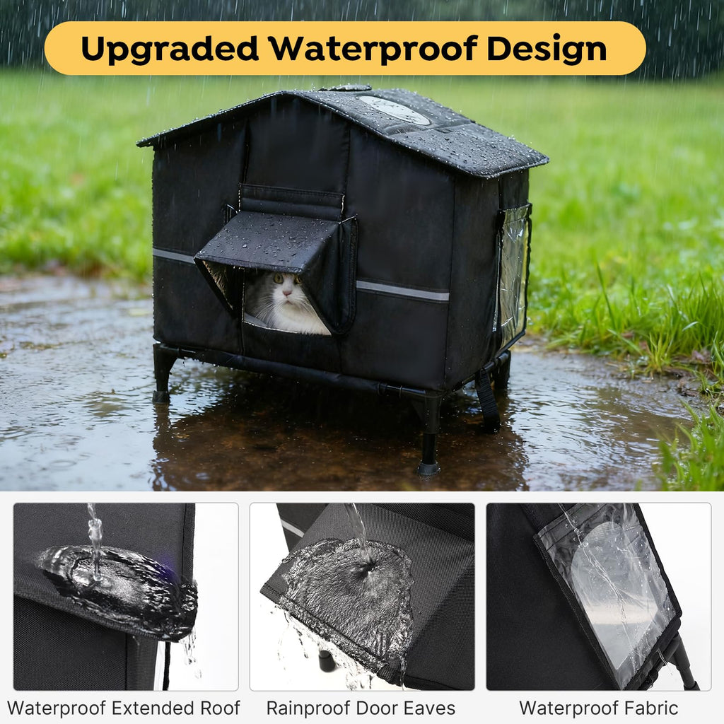 Weatherproof Elevated Insulated Outdoor Cat House Y795045