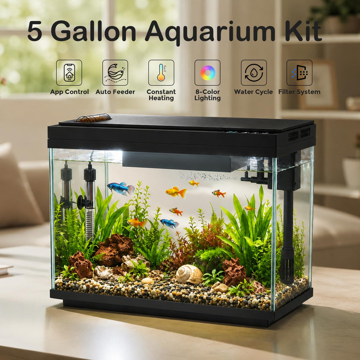 5 Gallon Aquarium Kit Ultra-White Glass P5186