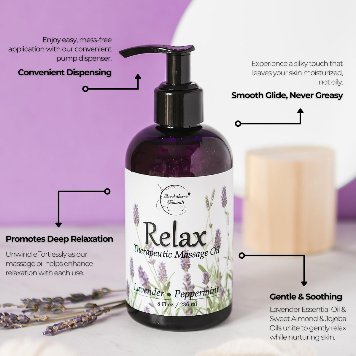 Lavender Peppermint Marjoram Body Massage Oil 8oz Y814