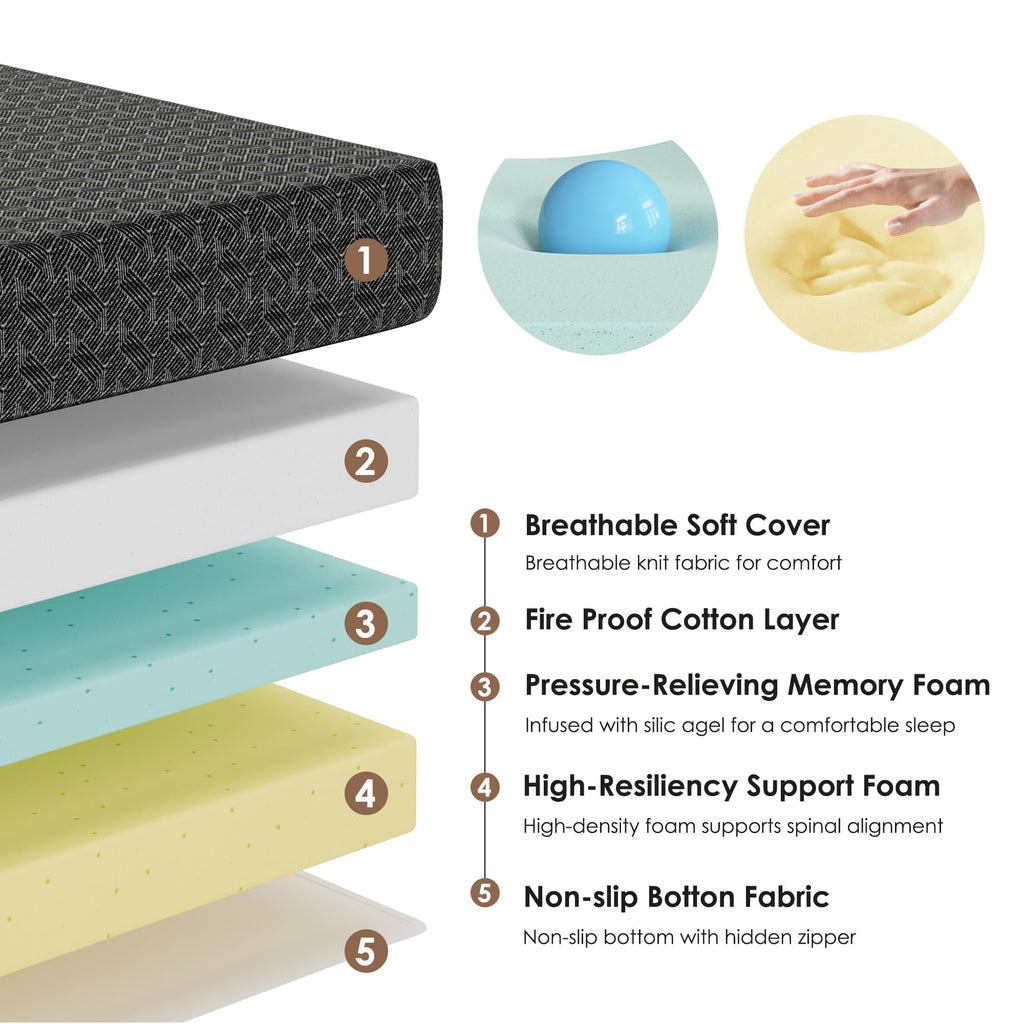 Queen Tri-Fold Memory Foam Mattress K282
